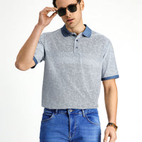 İndigo Regular Fit Desenli Likralı Polo Yaka Tişört