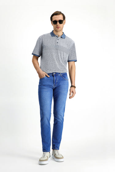  İndigo Regular Fit Desenli Likralı Polo Yaka Tişört