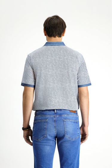  İndigo Regular Fit Desenli Likralı Polo Yaka Tişört