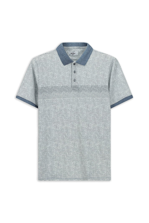 İndigo Regular Fit Desenli Likralı Polo Yaka Tişört