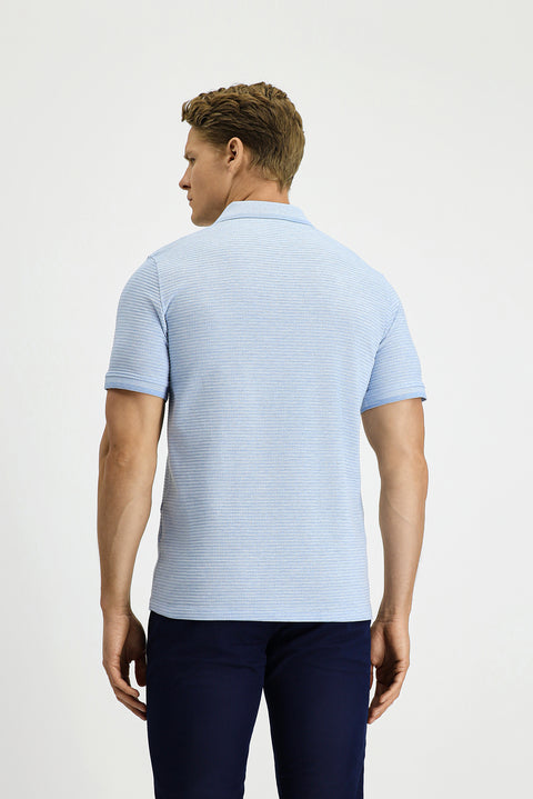 Mavi Regular Fit Desenli Likralı Cepli Polo Yaka Tişört