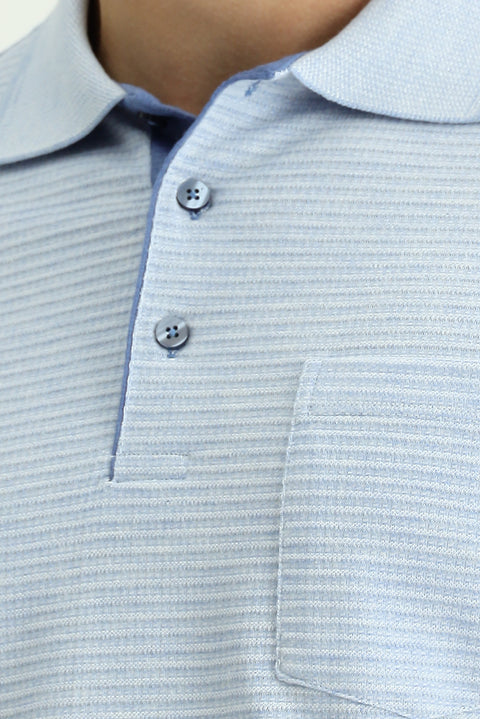 Mavi Regular Fit Desenli Likralı Cepli Polo Yaka Tişört