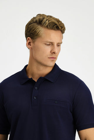  Koyu Lacivert Regular Fit Pamuk Cepli Polo Yaka Tişört