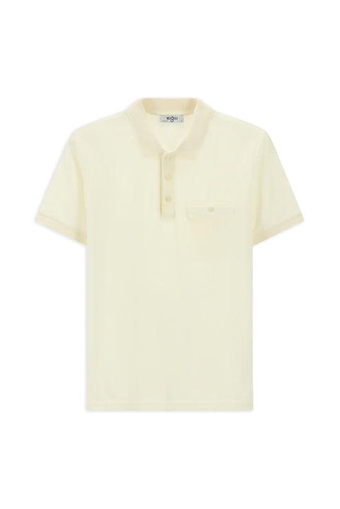 Ekru Regular Fit Pamuk Cepli Polo Yaka Tişört