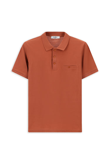 Kiremit Regular Fit Pamuk Cepli Polo Yaka Tişört