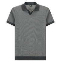 Orta Gri Regular Fit Çizgili Pamuk Triko Polo Tişört