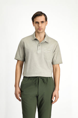  Küf Yeşili Regular Fit Pamuk Cepli Polo Yaka Tişört