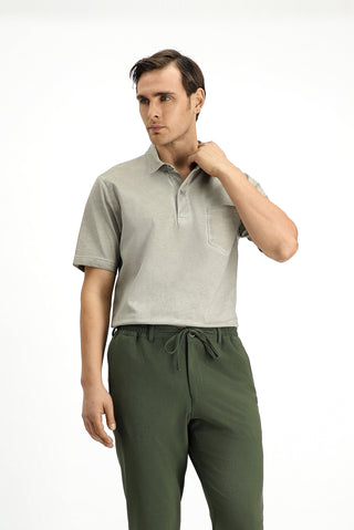  Küf Yeşili Regular Fit Pamuk Cepli Polo Yaka Tişört