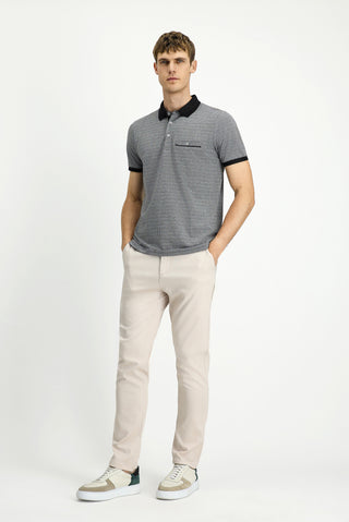  Siyah Regular Fit Desenli Pamuklu Cepli Polo Yaka Tişört