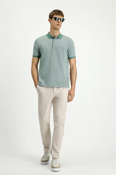 Koyu Yeşil Regular Fit Desenli Pamuklu Cepli Polo Yaka Tişört