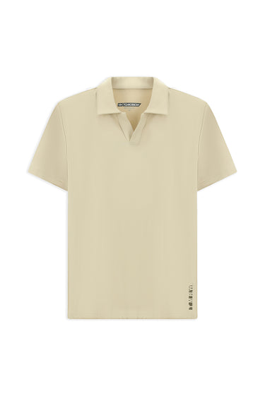 Açık Bej Techno-Line Regular Fit Likralı Baskılı Polo Yaka Tişört