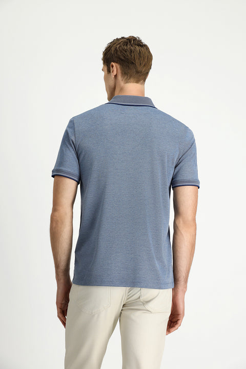 Koyu Lacivert Regular Fit Pamuklu Desenli Cepli Polo Yaka Tişört