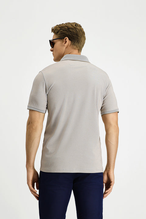 Orta Kahve Regular Fit Pamuklu Desenli Cepli Polo Yaka Tişört