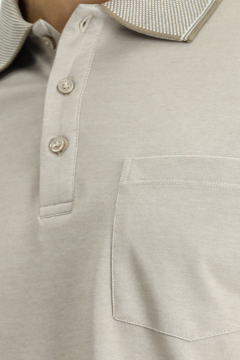 Orta Kahve Regular Fit Pamuklu Desenli Cepli Polo Yaka Tişört