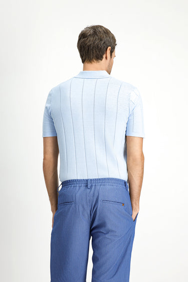  Mavi Regular Fit Pamuklu Desenli Polo Yaka Triko Tişört