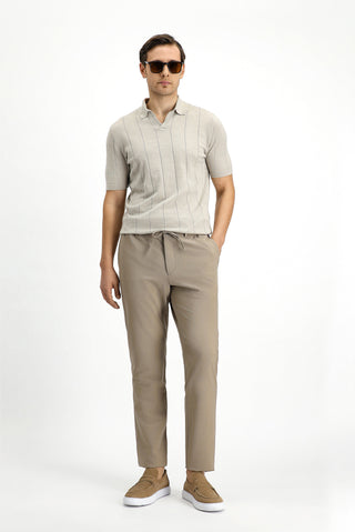  Orta Bej Regular Fit Pamuklu Desenli Polo Yaka Triko Ti?ört-Ki??l?