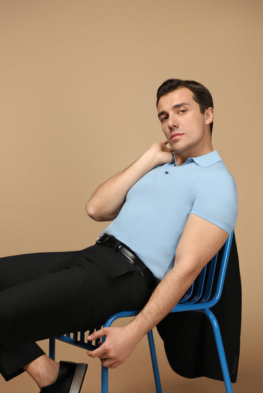  Mavi Regular Fit Pamuklu Polo Yaka Triko Tişört