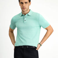 Dark Green Regular Fit Cotton Knitted Polo Shirt