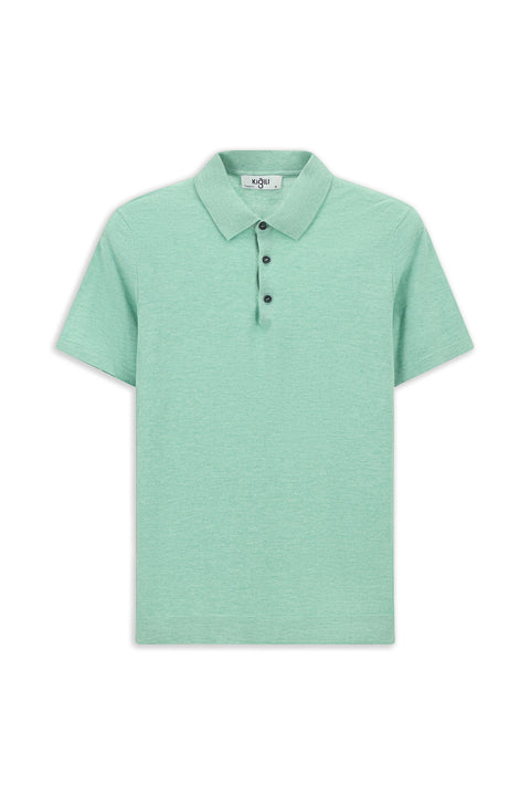 Dark Green Regular Fit Cotton Knitted Polo Shirt