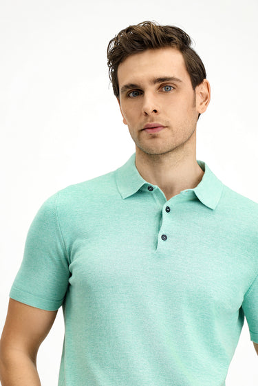  Koyu Yeşil Regular Fit Pamuklu Polo Yaka Triko Tişört