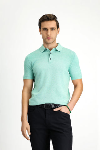  Koyu Yeşil Regular Fit Pamuklu Polo Yaka Triko Tişört