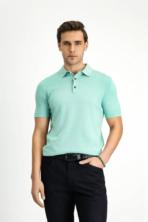 Dark Green Regular Fit Cotton Knitted Polo Shirt