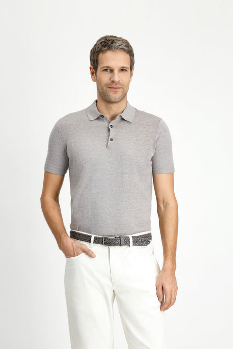 Mid Mink Regular Fit Cotton Polo Neck Knitted T-Shirt