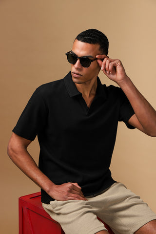  Siyah Regular Fit Pamuklu Polo Yaka Ti?ört-Ki??l?