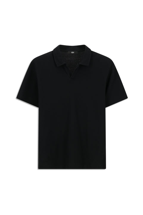 Siyah Regular Fit Pamuklu Polo Yaka Tişört