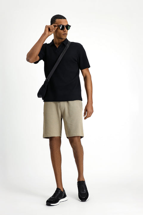 Siyah Regular Fit Pamuklu Polo Yaka Tişört