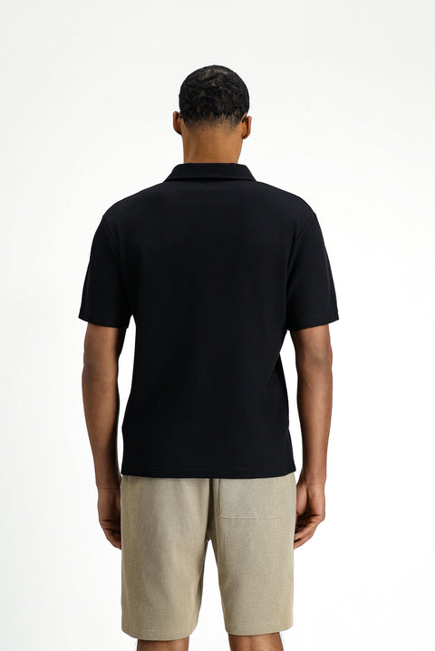 Siyah Regular Fit Pamuklu Polo Yaka Tişört