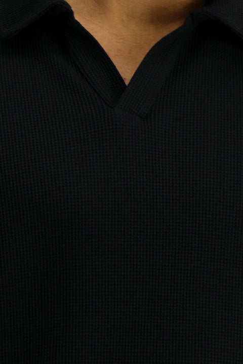 Siyah Regular Fit Pamuklu Polo Yaka Tişört