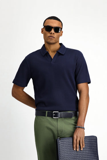  Koyu Lacivert Regular Fit Pamuklu Polo Yaka Tişört