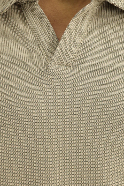 Light Beige Regular Fit Cotton Polo Shirt