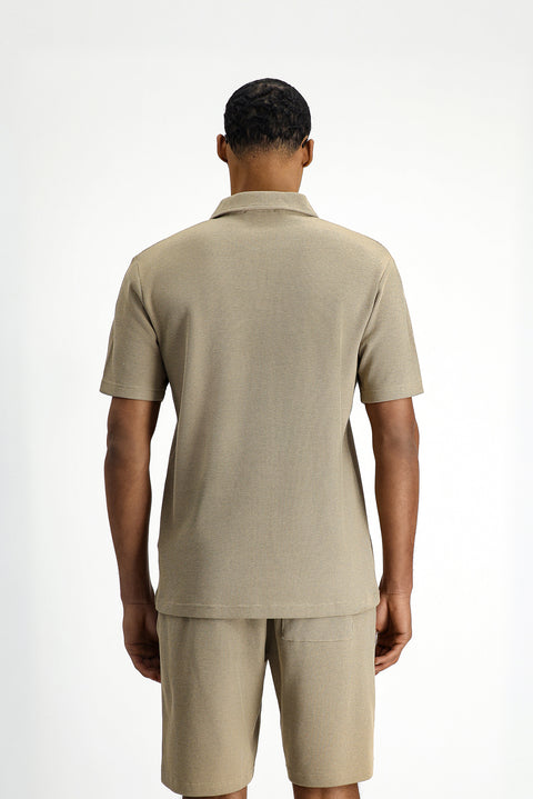 Light Beige Regular Fit Cotton Polo Shirt