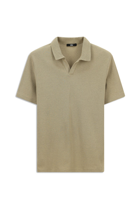 Light Beige Regular Fit Cotton Polo Shirt