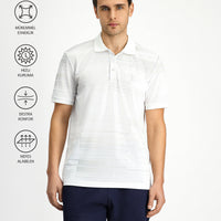 Kırık Beyaz Regular Fit Baskılı Polo Yaka Tişört