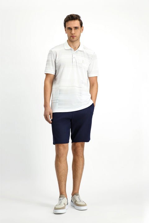 Kırık Beyaz Regular Fit Baskılı Polo Yaka Tişört