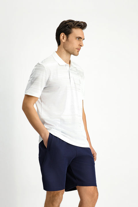 Kırık Beyaz Regular Fit Baskılı Polo Yaka Tişört