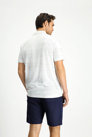  Kırık Beyaz Regular Fit Baskılı Polo Yaka Tişört