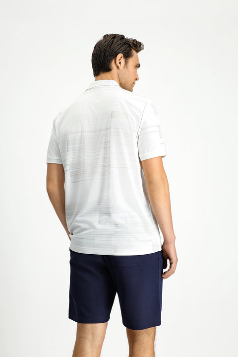Kırık Beyaz Regular Fit Baskılı Polo Yaka Tişört