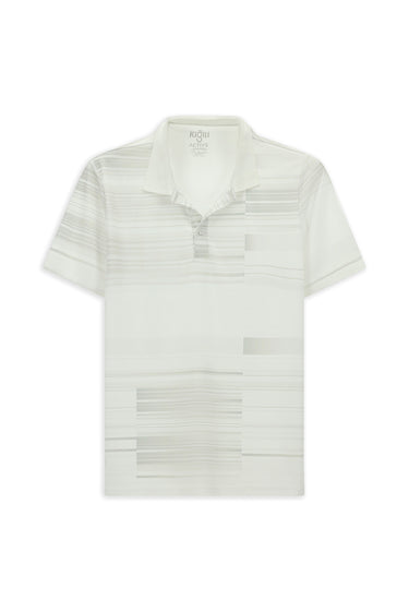 Kırık Beyaz Regular Fit Baskılı Polo Yaka Tişört