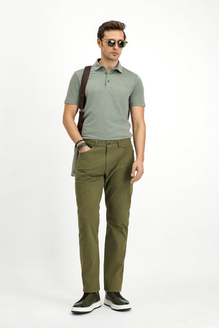  Koyu Haki Slim Fit Dar Kesim Pamuklu Polo Yaka Tişört