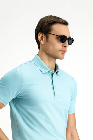  Mint Ye?ili Slim Fit Dar Kesim Pamuklu Polo Yaka Ti?ört-Ki??l?