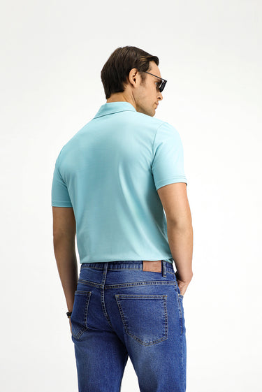  Mint Yeşili Slim Fit Dar Kesim Pamuklu Polo Yaka Tişört