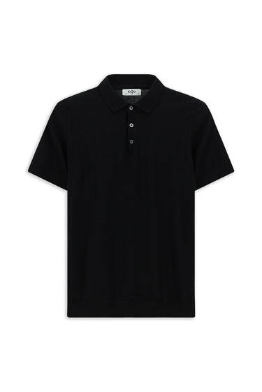 Siyah Slim Fit Dar Kesim Pamuk Polo Yaka Triko Tişört