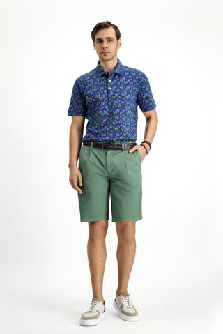  Açık Lacivert Slim Fit Dar Kesim Pamuklu Baskılı Polo Yaka Tişört