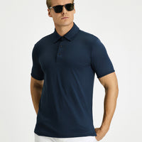 Koyu Lacivert Slim Fit Dar Kesim Likralı Polo Yaka Tişört