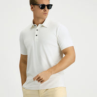 Kırık Beyaz Slim Fit Dar Kesim Likralı Polo Yaka Tişört