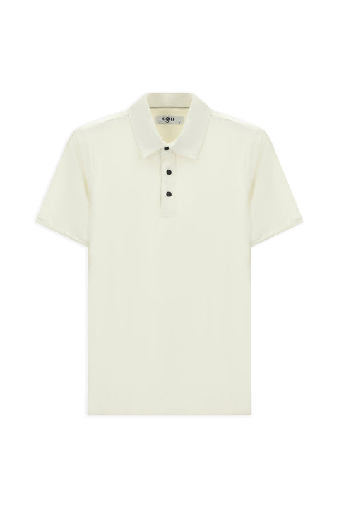 Kırık Beyaz Slim Fit Dar Kesim Likralı Polo Yaka Tişört